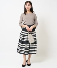 F1HGA33160 MK MICHEL KLEIN(小さいサイズ)(メゾン ドゥ サンク) 【小さいサイズ】ボーダーリバーシブルスカート/洗える ブラック