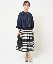 F1HGA33160 MK MICHEL KLEIN(小さいサイズ)(メゾン ドゥ サンク) 【小さいサイズ】ボーダーリバーシブルスカート/洗える ブラック