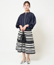 F1HGA33160 MK MICHEL KLEIN(小さいサイズ)(メゾン ドゥ サンク) 【小さいサイズ】ボーダーリバーシブルスカート/洗える ブラック
