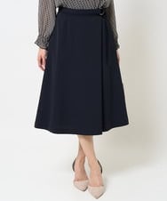 F1HGA37160 MK MICHEL KLEIN(小さいサイズ)(メゾン ドゥ サンク) 【小さいサイズ】ベルト付きAラインスカート/洗える ネイビー