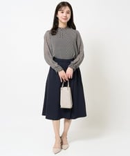 F1HGA37160 MK MICHEL KLEIN(小さいサイズ)(メゾン ドゥ サンク) 【小さいサイズ】ベルト付きAラインスカート/洗える ネイビー
