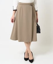 F1HGA37160 MK MICHEL KLEIN(小さいサイズ)(メゾン ドゥ サンク) 【小さいサイズ】ベルト付きAラインスカート/洗える モカ