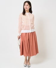 F1HGA38140 MK MICHEL KLEIN(小さいサイズ)(メゾン ドゥ サンク) 【小さいサイズ】リバーシブル2カラースカート/洗える ブルー×キャメル
