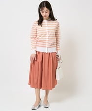 F1HGA38140 MK MICHEL KLEIN(小さいサイズ)(メゾン ドゥ サンク) 【小さいサイズ】リバーシブル2カラースカート/洗える ブルー×キャメル