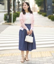 F1HGA38140 MK MICHEL KLEIN(小さいサイズ)(メゾン ドゥ サンク) 【小さいサイズ】リバーシブル2カラースカート/洗える ブルー×キャメル