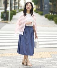 F1HGA38140 MK MICHEL KLEIN(小さいサイズ)(メゾン ドゥ サンク) 【小さいサイズ】リバーシブル2カラースカート/洗える ブルー×キャメル