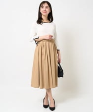 F1HGA38140 MK MICHEL KLEIN(小さいサイズ)(メゾン ドゥ サンク) 【小さいサイズ】リバーシブル2カラースカート/洗える ブルー×キャメル