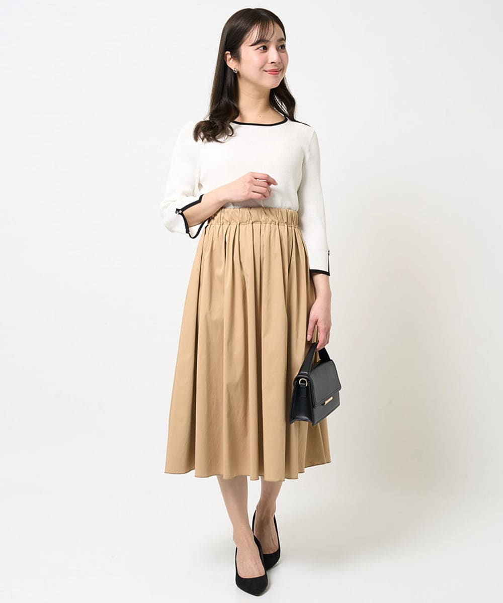 F1HGA38140 MK MICHEL KLEIN(小さいサイズ)(メゾン ドゥ サンク) 【小さいサイズ】リバーシブル2カラースカート/洗える ブルー×キャメル