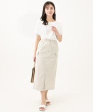F1HGA40140 MK MICHEL KLEIN(小さいサイズ)(メゾン ドゥ サンク) 【小さいサイズ】ドライタッチカーゴデザインスカート/撥水/洗える ライトベージュ