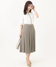 F1HGA42140 MK MICHEL KLEIN(小さいサイズ)(メゾン ドゥ サンク) 【小さいサイズ】幾何柄ジャージータックスカート/洗える ベージュ