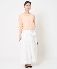 F1HGA56160 MK MICHEL KLEIN(小さいサイズ)(メゾン ドゥ サンク) 【小さいサイズ】ハシゴレース使いフレアースカート/洗える ライトブルー