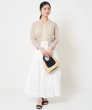 F1HGA56160 MK MICHEL KLEIN(小さいサイズ)(メゾン ドゥ サンク) 【小さいサイズ】ハシゴレース使いフレアースカート/洗える ライトブルー