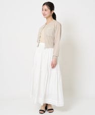 F1HGA56160 MK MICHEL KLEIN(小さいサイズ)(メゾン ドゥ サンク) 【小さいサイズ】ハシゴレース使いフレアースカート/洗える ライトブルー