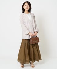 F1HGA56160 MK MICHEL KLEIN(小さいサイズ)(メゾン ドゥ サンク) 【小さいサイズ】ハシゴレース使いフレアースカート/洗える ライトブルー