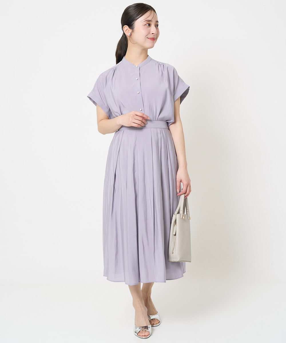 F1HGA58150 MK MICHEL KLEIN(小さいサイズ)(メゾン ドゥ サンク) 【小さいサイズ】ウエストタックシアースカート/洗える オレンジピーチ