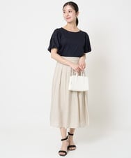 F1HGA58150 MK MICHEL KLEIN(小さいサイズ)(メゾン ドゥ サンク) 【小さいサイズ】ウエストタックシアースカート/洗える オレンジピーチ