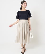 F1HGA58150 MK MICHEL KLEIN(小さいサイズ)(メゾン ドゥ サンク) 【小さいサイズ】ウエストタックシアースカート/洗える オレンジピーチ