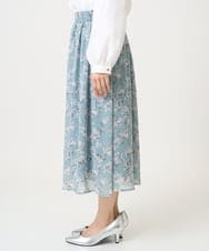 F1HGD01140 MK MICHEL KLEIN(小さいサイズ)(メゾン ドゥ サンク) 【小さいサイズ】花柄シフォンスカート/丈の長さが選べる/洗濯機で洗える/セットアップ対応 ミントブルー