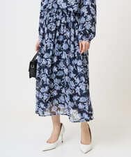 F1HGD01140 MK MICHEL KLEIN(小さいサイズ)(メゾン ドゥ サンク) 【小さいサイズ】花柄シフォンスカート/丈の長さが選べる/洗濯機で洗える/セットアップ対応 ミントブルー