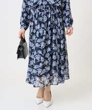 F1HGD01140 MK MICHEL KLEIN(小さいサイズ)(メゾン ドゥ サンク) 【小さいサイズ】花柄シフォンスカート/丈の長さが選べる/洗濯機で洗える/セットアップ対応 ミントブルー