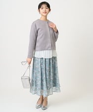 F1HGD01140 MK MICHEL KLEIN(小さいサイズ)(メゾン ドゥ サンク) 【小さいサイズ】花柄シフォンスカート/丈の長さが選べる/洗濯機で洗える/セットアップ対応 ミントブルー