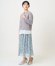 F1HGD01140 MK MICHEL KLEIN(小さいサイズ)(メゾン ドゥ サンク) 【小さいサイズ】花柄シフォンスカート/丈の長さが選べる/洗濯機で洗える/セットアップ対応 ミントブルー