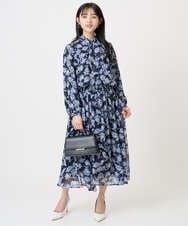 F1HGD01140 MK MICHEL KLEIN(小さいサイズ)(メゾン ドゥ サンク) 【小さいサイズ】花柄シフォンスカート/丈の長さが選べる/洗濯機で洗える/セットアップ対応 ミントブルー