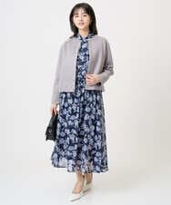 F1HGD01140 MK MICHEL KLEIN(小さいサイズ)(メゾン ドゥ サンク) 【小さいサイズ】花柄シフォンスカート/丈の長さが選べる/洗濯機で洗える/セットアップ対応 ミントブルー