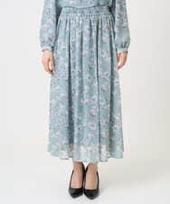 F1HGD01140 MK MICHEL KLEIN(小さいサイズ)(メゾン ドゥ サンク) 【小さいサイズ】花柄シフォンスカート/丈の長さが選べる/洗濯機で洗える/セットアップ対応 ミントブルー