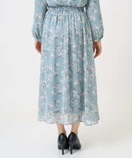F1HGD01140 MK MICHEL KLEIN(小さいサイズ)(メゾン ドゥ サンク) 【小さいサイズ】花柄シフォンスカート/丈の長さが選べる/洗濯機で洗える/セットアップ対応 ミントブルー