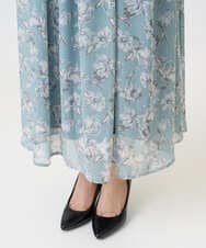 F1HGD01140 MK MICHEL KLEIN(小さいサイズ)(メゾン ドゥ サンク) 【小さいサイズ】花柄シフォンスカート/丈の長さが選べる/洗濯機で洗える/セットアップ対応 ミントブルー