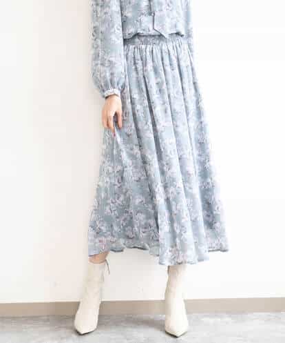 F1HGD01140 MK MICHEL KLEIN(小さいサイズ) 【小さいサイズ】花柄シフォンスカート/丈の長さが選べる/洗濯機で洗える/セットアップ対応