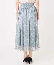 F1HGD01140 MK MICHEL KLEIN(小さいサイズ)(メゾン ドゥ サンク) 【小さいサイズ】花柄シフォンスカート/丈の長さが選べる/洗濯機で洗える/セットアップ対応 ミントブルー