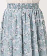 F1HGD01140 MK MICHEL KLEIN(小さいサイズ)(メゾン ドゥ サンク) 【小さいサイズ】花柄シフォンスカート/丈の長さが選べる/洗濯機で洗える/セットアップ対応 ミントブルー