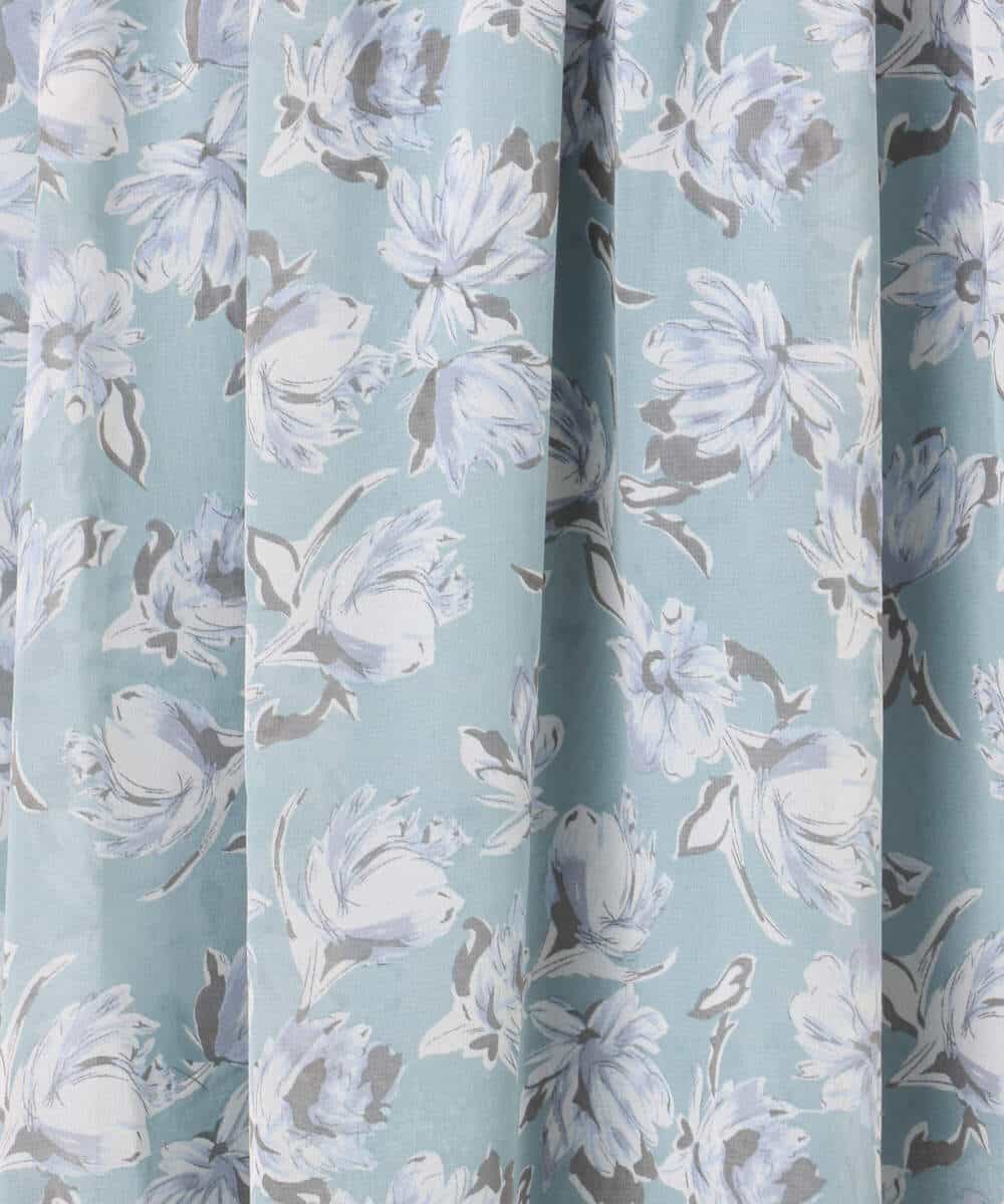 F1HGD01140 MK MICHEL KLEIN(小さいサイズ)(メゾン ドゥ サンク) 【小さいサイズ】花柄シフォンスカート/丈の長さが選べる/洗濯機で洗える/セットアップ対応 ミントブルー