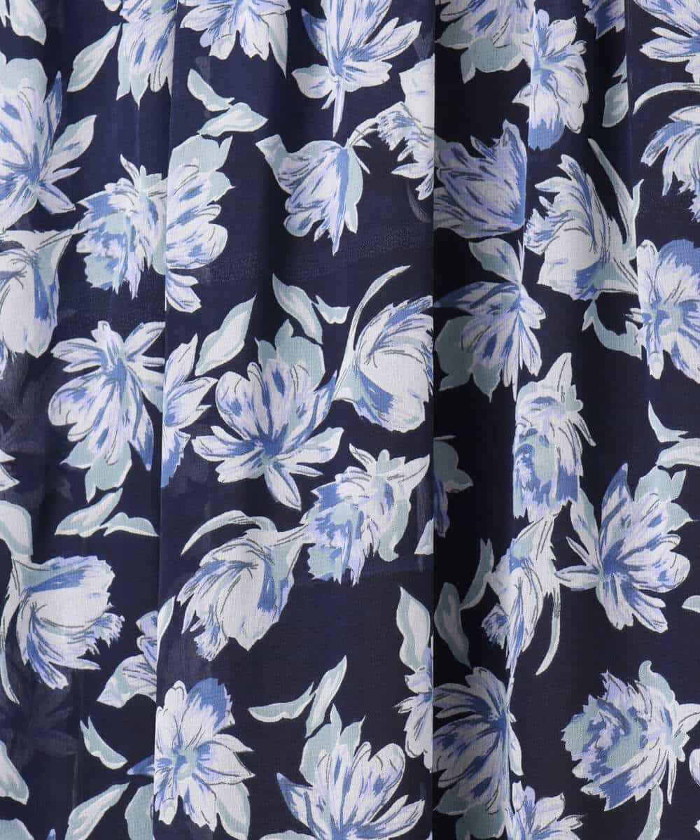 F1HGD01140 MK MICHEL KLEIN(小さいサイズ)(メゾン ドゥ サンク) 【小さいサイズ】花柄シフォンスカート/丈の長さが選べる/洗濯機で洗える/セットアップ対応 ミントブルー