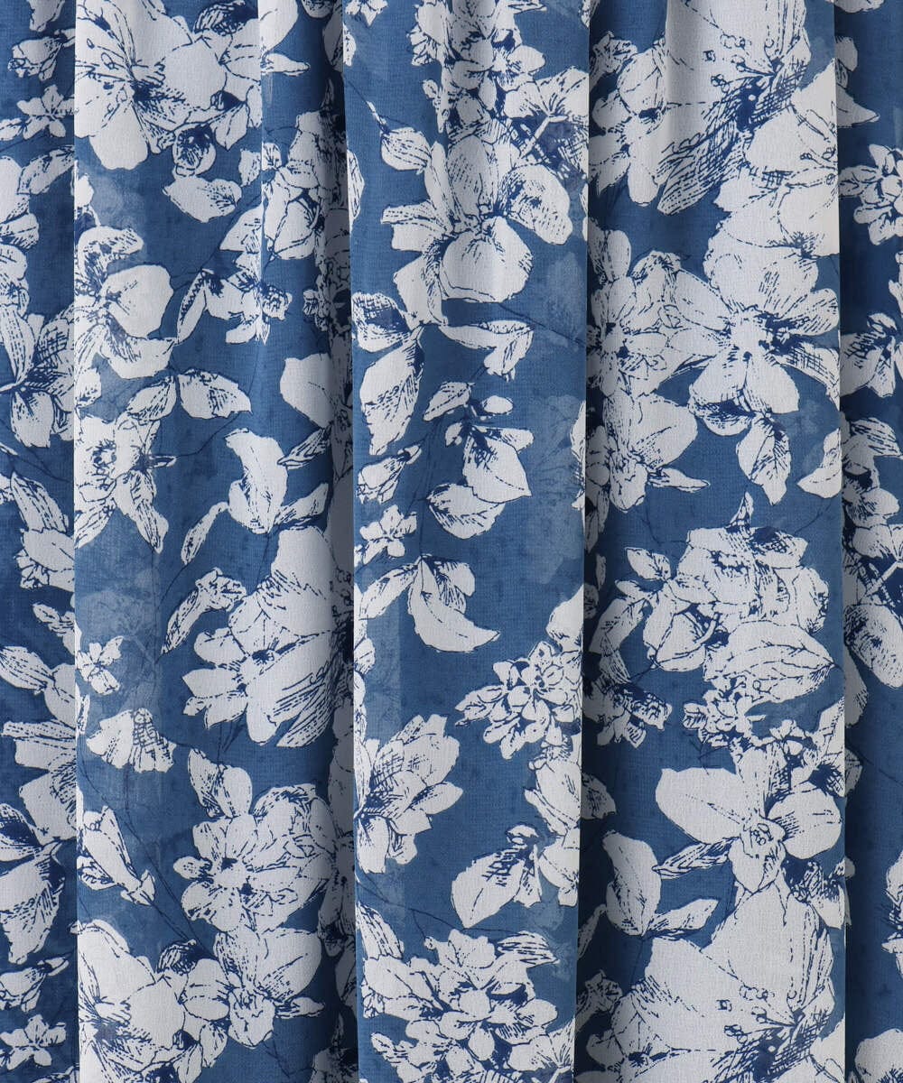 F1HGD03140 MK MICHEL KLEIN(小さいサイズ)(メゾン ドゥ サンク) 【小さいサイズ】花柄シフォンスカート/丈の長さが選べる/洗濯機で洗える/セットアップ対応 ブルー