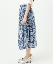 F1HGD03140 MK MICHEL KLEIN(小さいサイズ)(メゾン ドゥ サンク) 【小さいサイズ】花柄シフォンスカート/丈の長さが選べる/洗濯機で洗える/セットアップ対応 ブルー