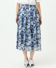 F1HGD03140 MK MICHEL KLEIN(小さいサイズ)(メゾン ドゥ サンク) 【小さいサイズ】花柄シフォンスカート/丈の長さが選べる/洗濯機で洗える/セットアップ対応 ブルー