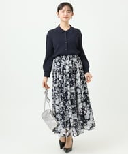 F1HGD03140 MK MICHEL KLEIN(小さいサイズ)(メゾン ドゥ サンク) 【小さいサイズ】花柄シフォンスカート/丈の長さが選べる/洗濯機で洗える/セットアップ対応 ブルー