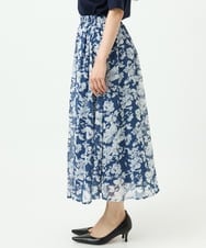 F1HGD03140 MK MICHEL KLEIN(小さいサイズ)(メゾン ドゥ サンク) 【小さいサイズ】花柄シフォンスカート/丈の長さが選べる/洗濯機で洗える/セットアップ対応 ブルー