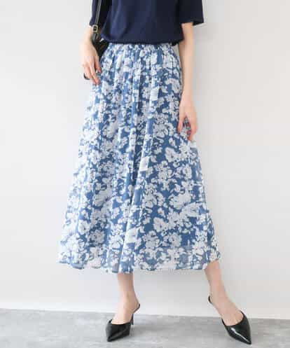 F1HGD03140 MK MICHEL KLEIN(小さいサイズ) 【小さいサイズ】花柄シフォンスカート/丈の長さが選べる/洗濯機で洗える/セットアップ対応