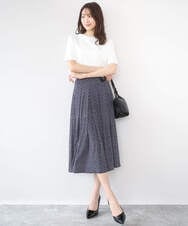 F1HGD04150 MK MICHEL KLEIN(小さいサイズ)(メゾン ドゥ サンク) 【小さいサイズ】幾何柄ジャージータックスカート/洗濯機で洗える ライトブルー