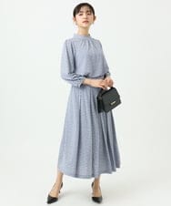 F1HGD04150 MK MICHEL KLEIN(小さいサイズ)(メゾン ドゥ サンク) 【小さいサイズ】幾何柄ジャージータックスカート/洗濯機で洗える ライトブルー