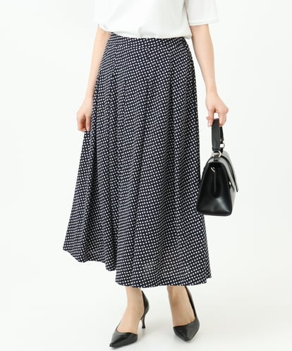 F1HGD04150 MK MICHEL KLEIN(小さいサイズ) 【小さいサイズ】幾何柄ジャージータックスカート/洗濯機で洗える