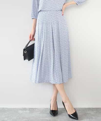 F1HGD04150 MK MICHEL KLEIN(小さいサイズ) 【小さいサイズ】幾何柄ジャージータックスカート/洗濯機で洗える