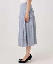 F1HGD04150 MK MICHEL KLEIN(小さいサイズ)(メゾン ドゥ サンク) 【小さいサイズ】幾何柄ジャージータックスカート/洗濯機で洗える ライトブルー