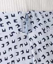 F1HGD04150 MK MICHEL KLEIN(小さいサイズ)(メゾン ドゥ サンク) 【小さいサイズ】幾何柄ジャージータックスカート/洗濯機で洗える ライトブルー