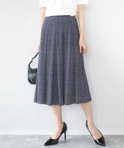 F1HGD04150 MK MICHEL KLEIN(小さいサイズ) 【小さいサイズ】幾何柄ジャージータックスカート/洗濯機で洗える