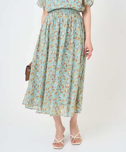 F1HGD05140 MK MICHEL KLEIN(小さいサイズ) 【小さいサイズ】花柄シフォンスカート/洗える/丈の長さが選べる/洗濯機で洗える/セットアップ対応